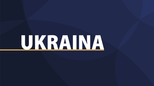  Ukraina texten på en blå bakgrund 