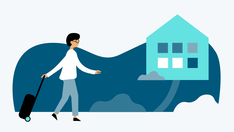  En person med en resväska. 