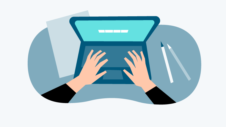  Personens händer på tangentbordet. 